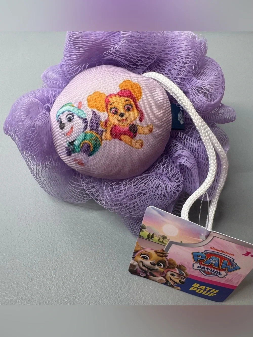 PAW Patrol themed Lilac Everest & skye scrubber Bath Pouf